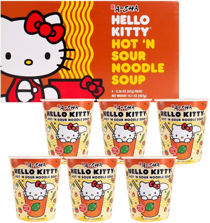 Hello Kitty Instant Ramen Noodle Cup | 6 Pack | Hot and Sour Flavor | Premium Microwaveable Ramen... | Amazon (US)