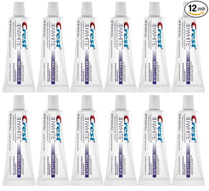 Crest 3D White Brilliance Toothpaste, Vibrant Peppermint, Travel Size, 0.85 oz (24g) - Pack of 12 | Amazon (US)