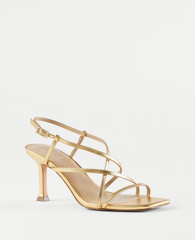 Strappy Metallic Leather Sandals | Ann Taylor (US)