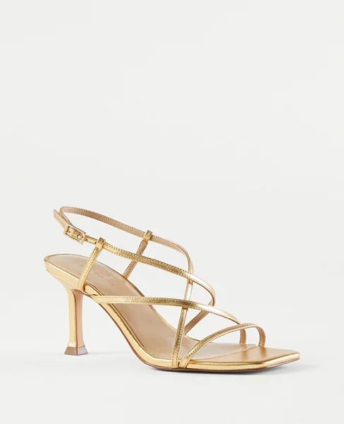 Strappy Metallic Leather Sandals | Ann Taylor (US)