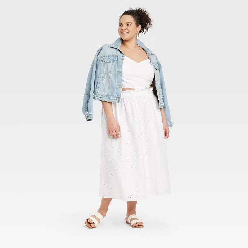 Women's Eyelet Maxi Skirt - Universal Thread™ White | Target