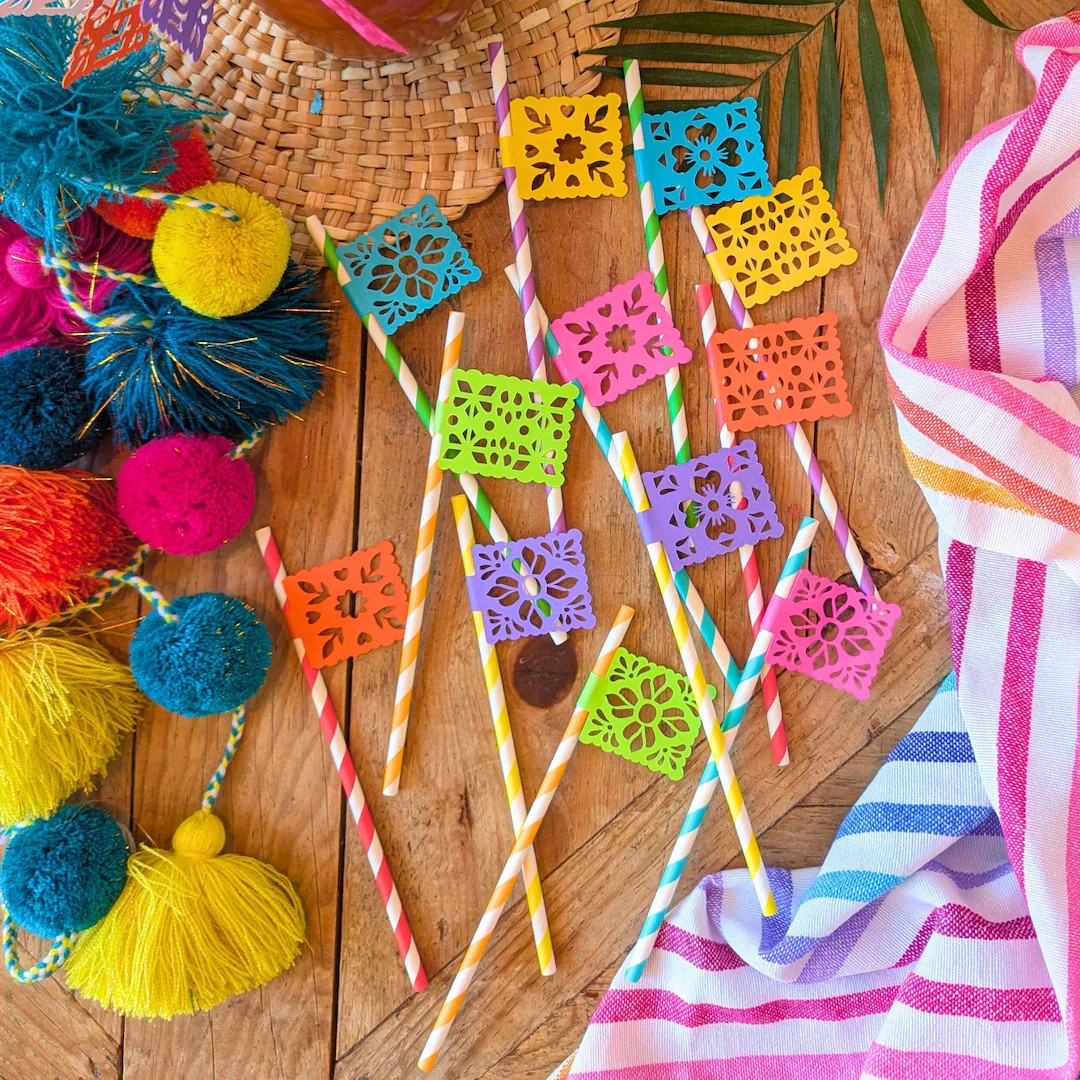 Colorful Fiesta Paper Straws, Fiesta Decoration, Fiesta Birthday, Custom Papel Picado, Fiesta Wed... | Etsy (US)