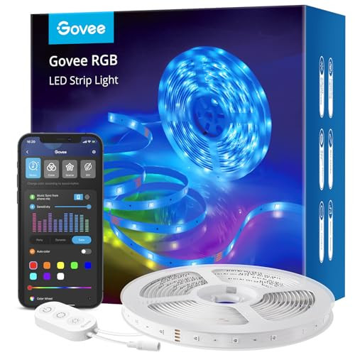 Govee Smart RGB LED Strip Lights, 16.4ft WiFi LED Strip Lighting Work with Alexa and Google Assistant, 16 Million Colors with App Control and Music Sync LED Lights for Bedroom, Home Decor | Amazon (US)