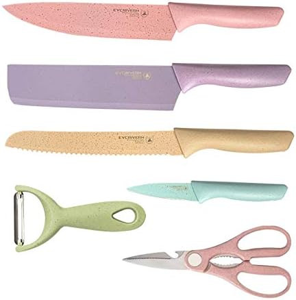 ZHUJIABAO Colorful Kitchen Knives Set of 6 PCS Professional Carbon Stainless Steel Chefs Knives S... | Amazon (US)