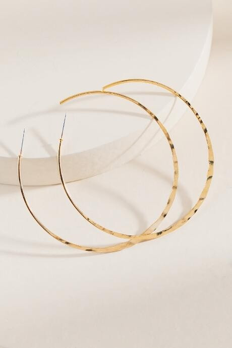 Olesia Hammered Metal Thin Hoops - Gold | Francesca’s Collections