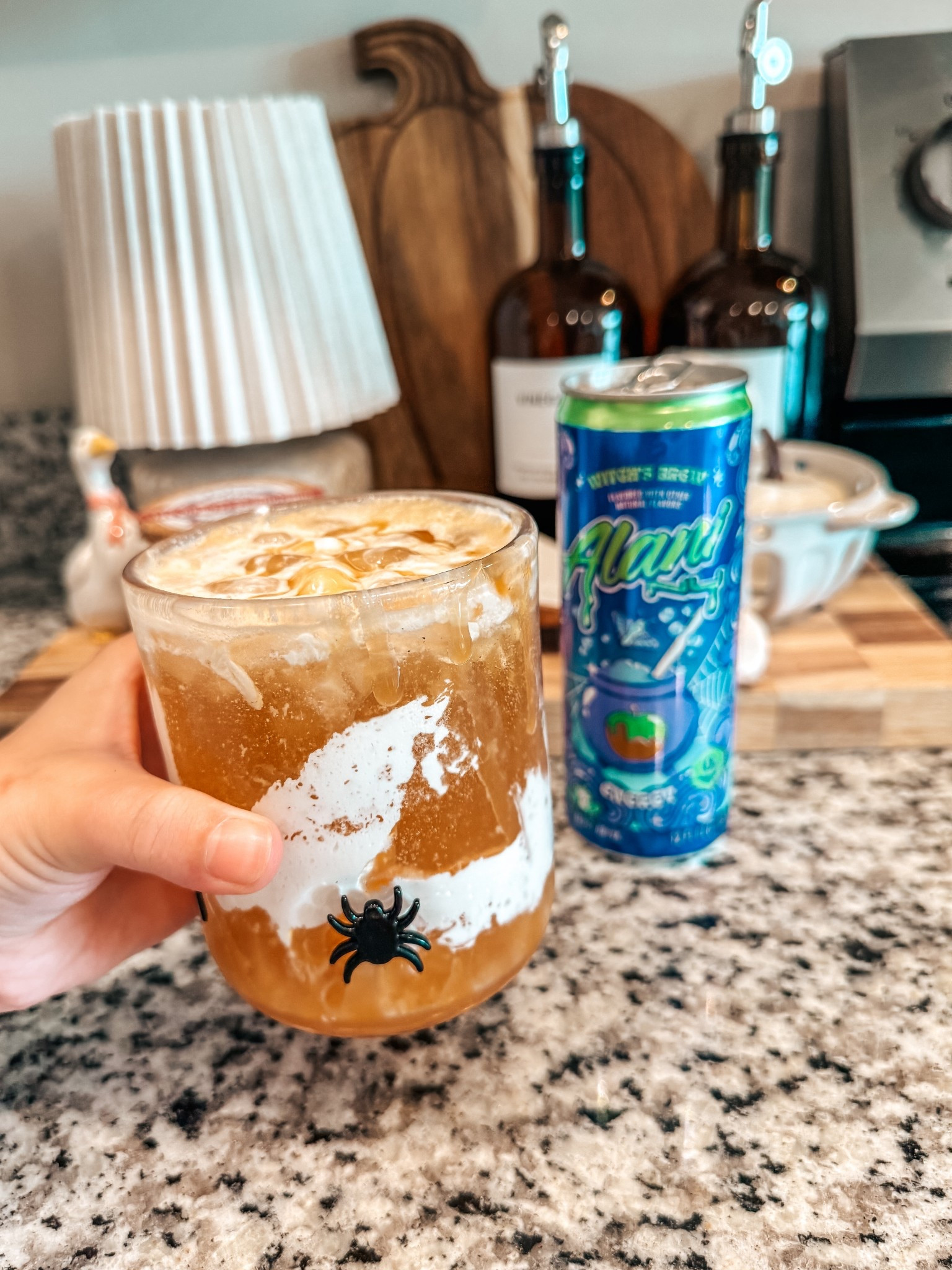 Dirty Witches Brew Alani Nu in a Charmed Juice Glass Icon Glass 

#LTKSeasonal #LTKautumn #LTKHome