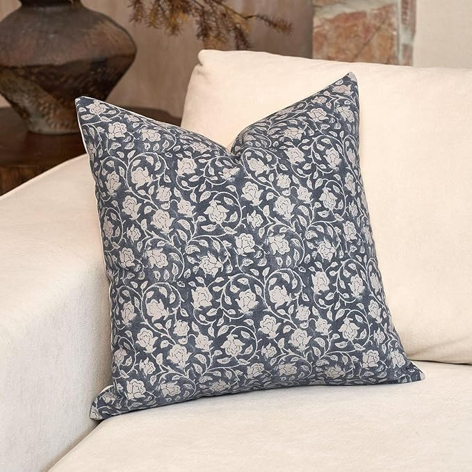 DOMVITUS Floral Pillow Covers, 24x24 Pillow Covers, Throw Pillows for Couch, Block Print Pillow C... | Amazon (US)
