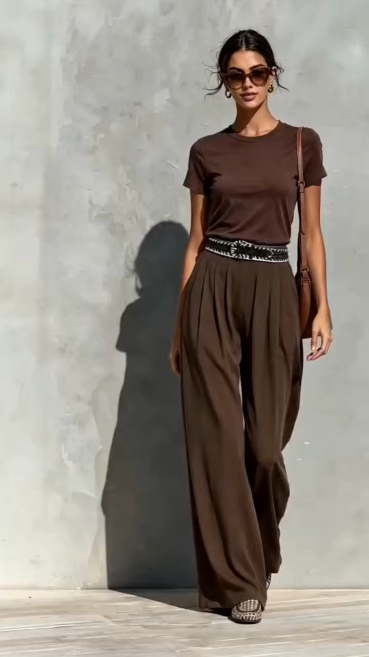 Chic Chocolate Tone Travel Look for Comfort & Elegance #ChocolateBrownTravelStyle #TravelInStyleOutfit #AirportChicFashion #ChocolateToneCasualChic #EffortlessTravelLook #WideLegPantsTravelOutfit #MinimalistTravelStyle

#LTKootd #LTKOver40 #LTKWorkwear