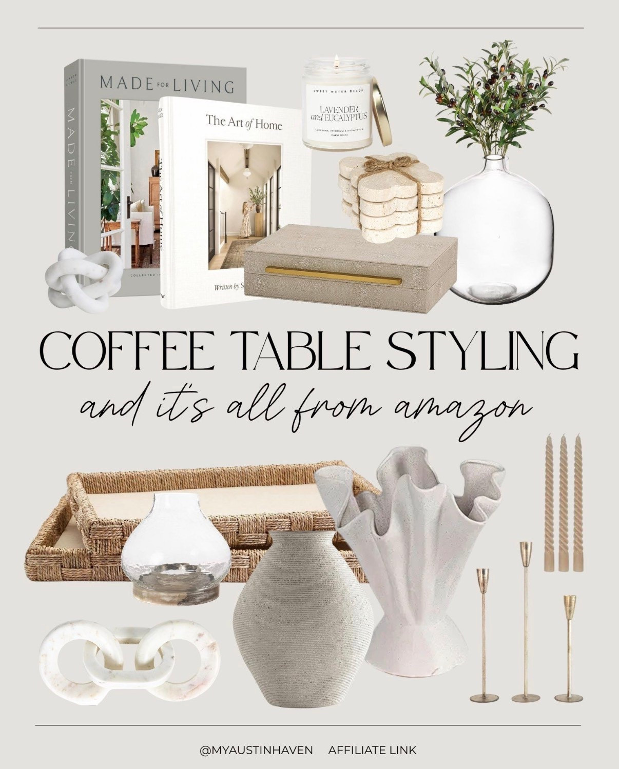 Effortless Coffee table styling and it’s all from Amazon! ✨

Neutral decor finds, vase, coaster, candle sticks, coffee table books, neutral home style, modern organic, modern farmhouse, candle, box, tray, tabletop affordable Amazon decor
 

 #LTKStyleTip

#LTKFindsUnder50 #LTKHome #LTKFindsUnder100