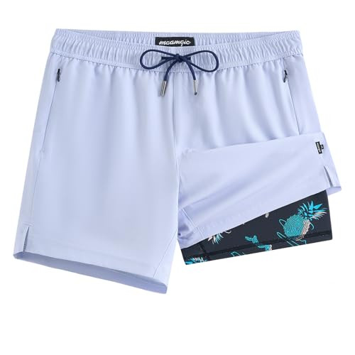 maamgic Mens Swim Trunks with Compression Liner 5 Inch, Quick Dry Bathing Suit with Zipper Pocket... | Amazon (US)