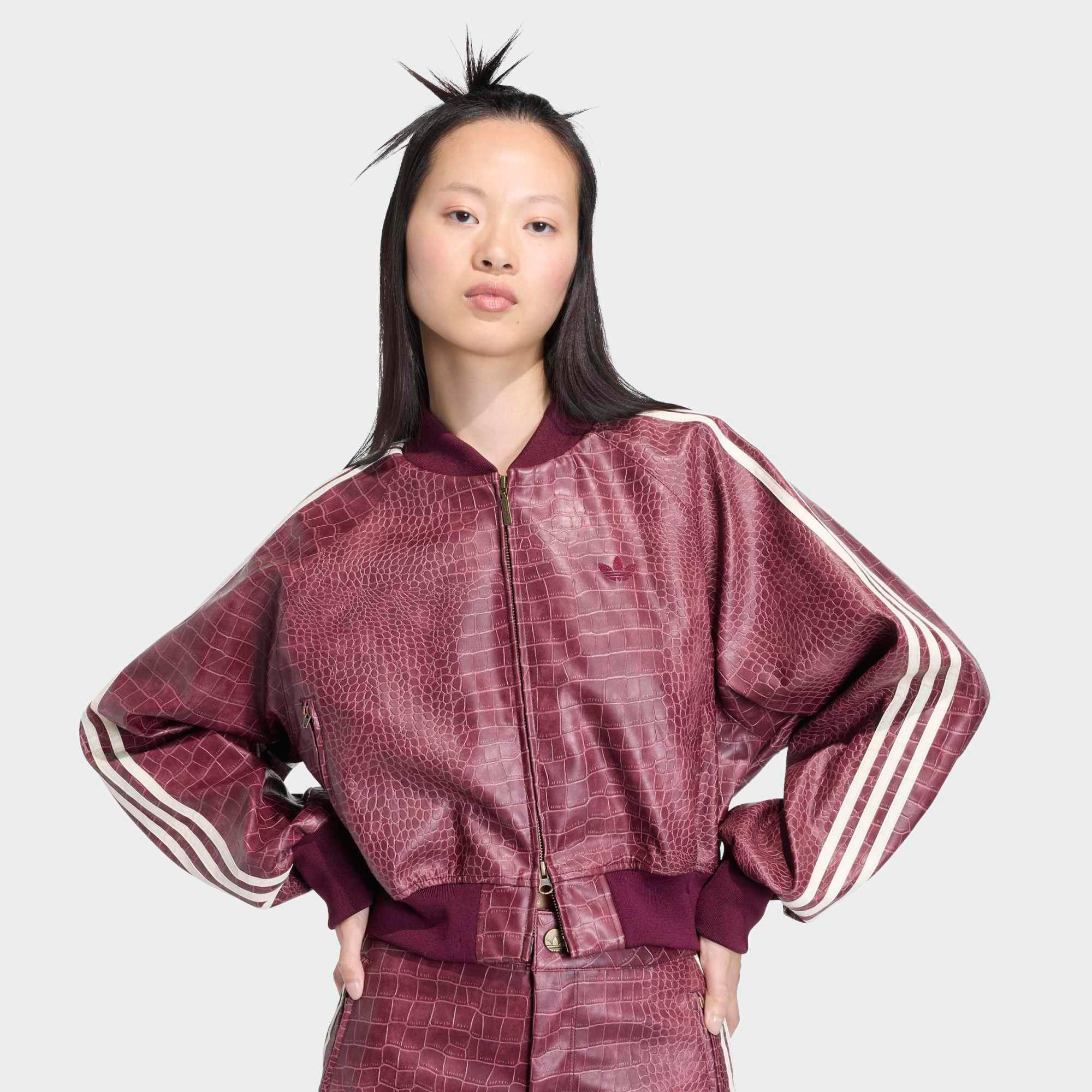 adidas Originals Women's Pleather Jacket, XS, Maroon | DICK'S Sporting Goods