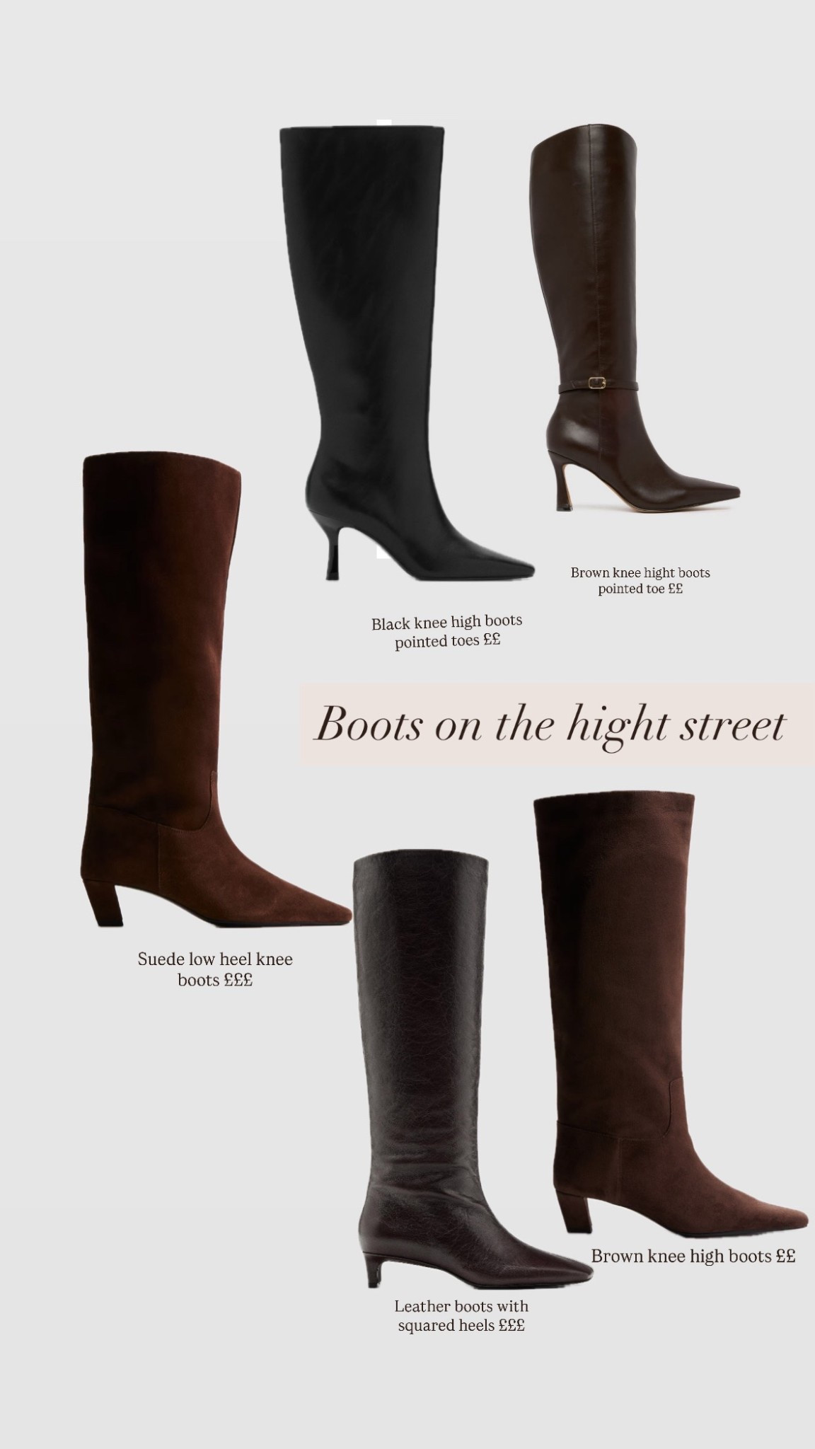 Boots on the high street from low to high budget #boots #kneehighboots #leatherboots #suedeboots

#LTKshoes #LTKwinter #LTKautumn
