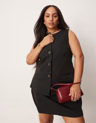 New Look Curve – Elegante Longline-Weste in Schwarz, Kombiteil | ASOS (Global)