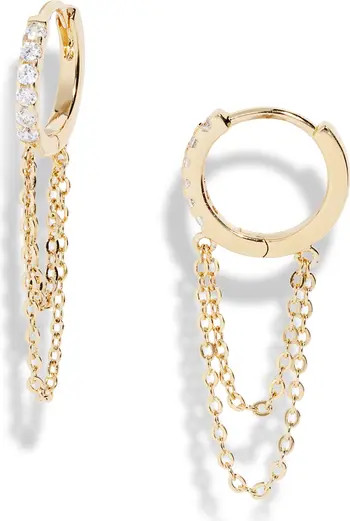 Chain Drop Huggie Hoop Earrings | Nordstrom