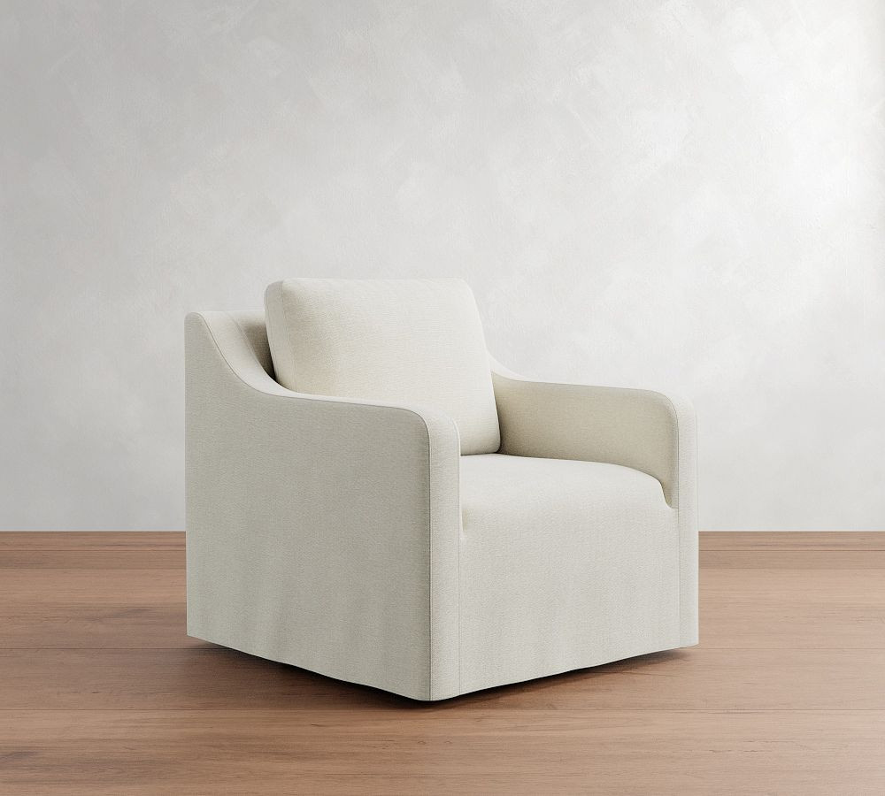 Maxine Slipcovered Swivel Chair | Pottery Barn (US)