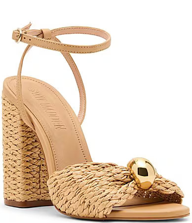 Steve Madden Cheyla Raffia Block Heel Dress Sandals - 6.5 | Dillard's