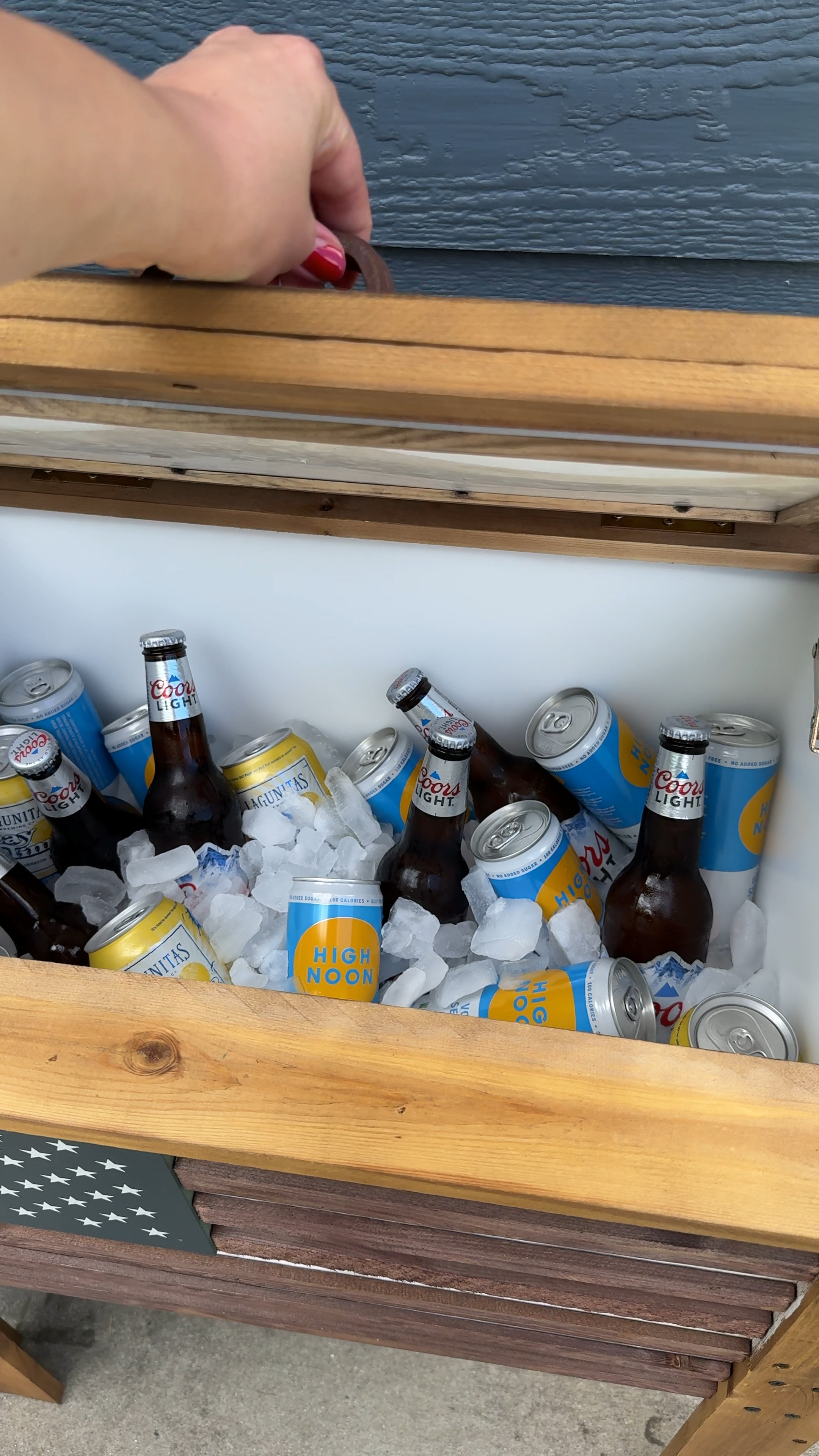 American flag wooden cooler for the backyard with a bottle opener! 

#LTKSummerSales #LTKParties #LTKSeasonal