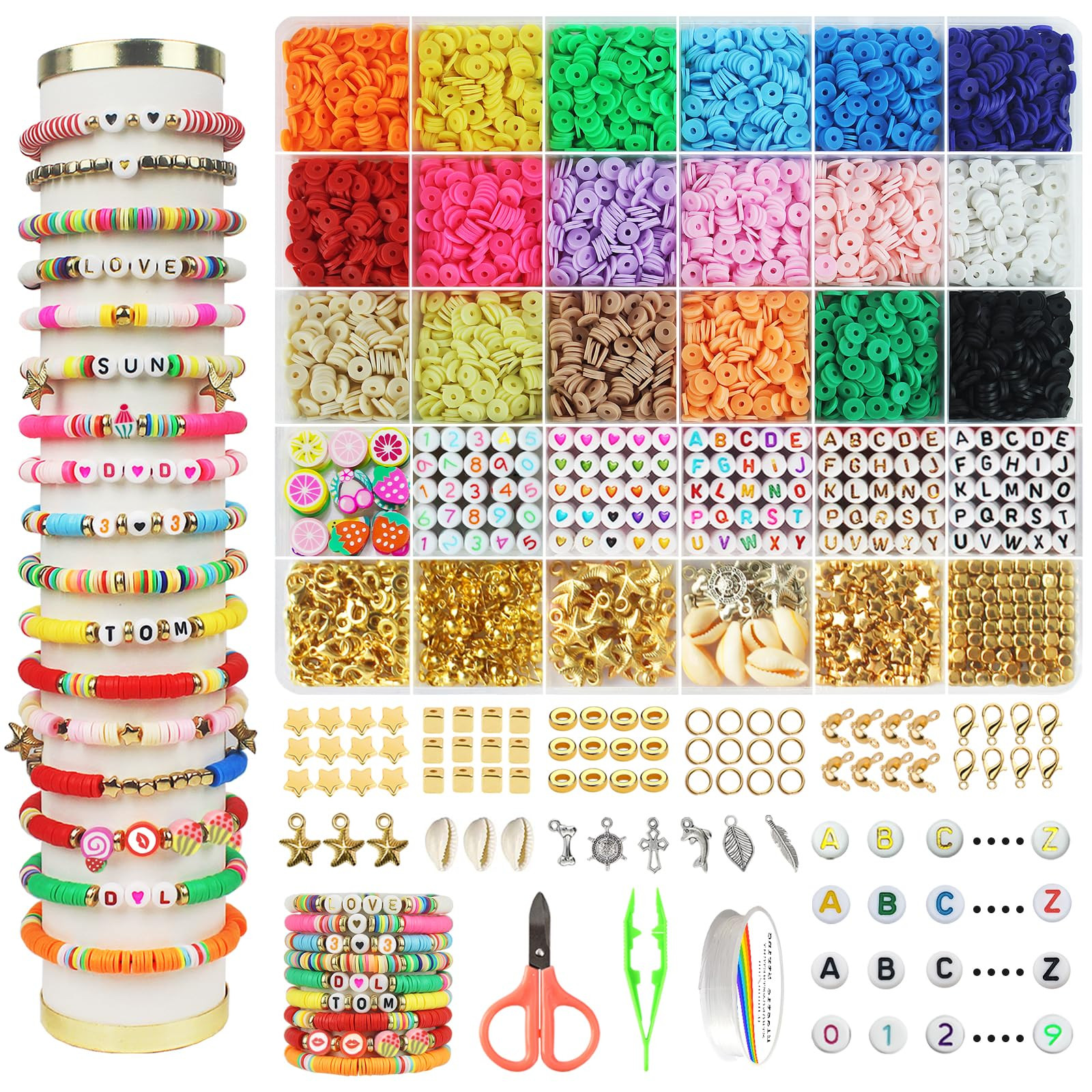 Hbnlai 5300 Pcs Clay Beads Bracelet Making Kit, Preppy Heishi Flat Beads with Charms Kits for Fri... | Amazon (CA)