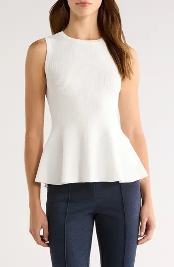 Halogen® Sleeveless Peplum Rib Top | Nordstrom | Nordstrom