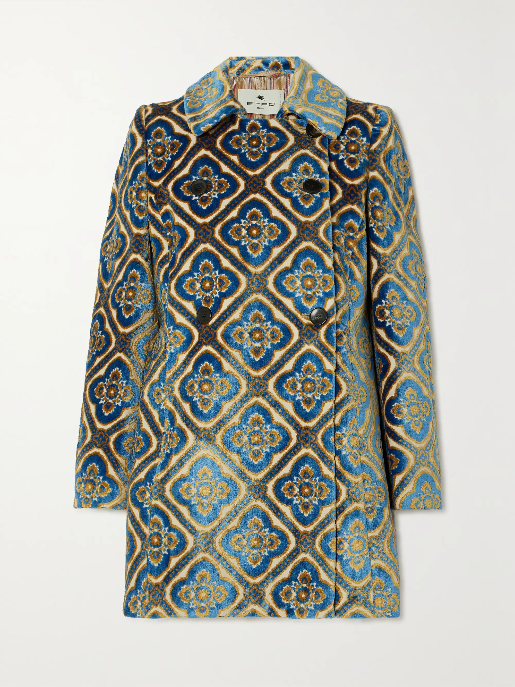 Double-breasted velvet-jacquard coat | NET-A-PORTER (US)