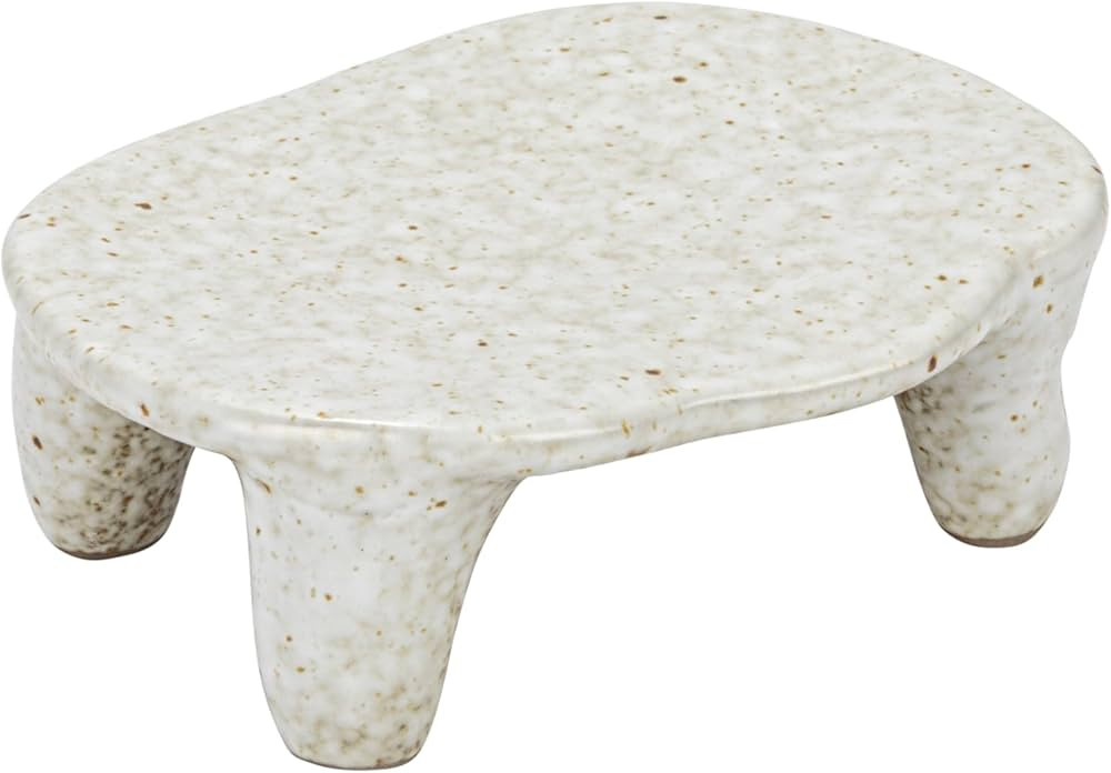 Bloomingville 4.5 Inches Stoneware Footed Dish Coaster in Reactive Glaze, Cream Pedestal | Amazon (US)