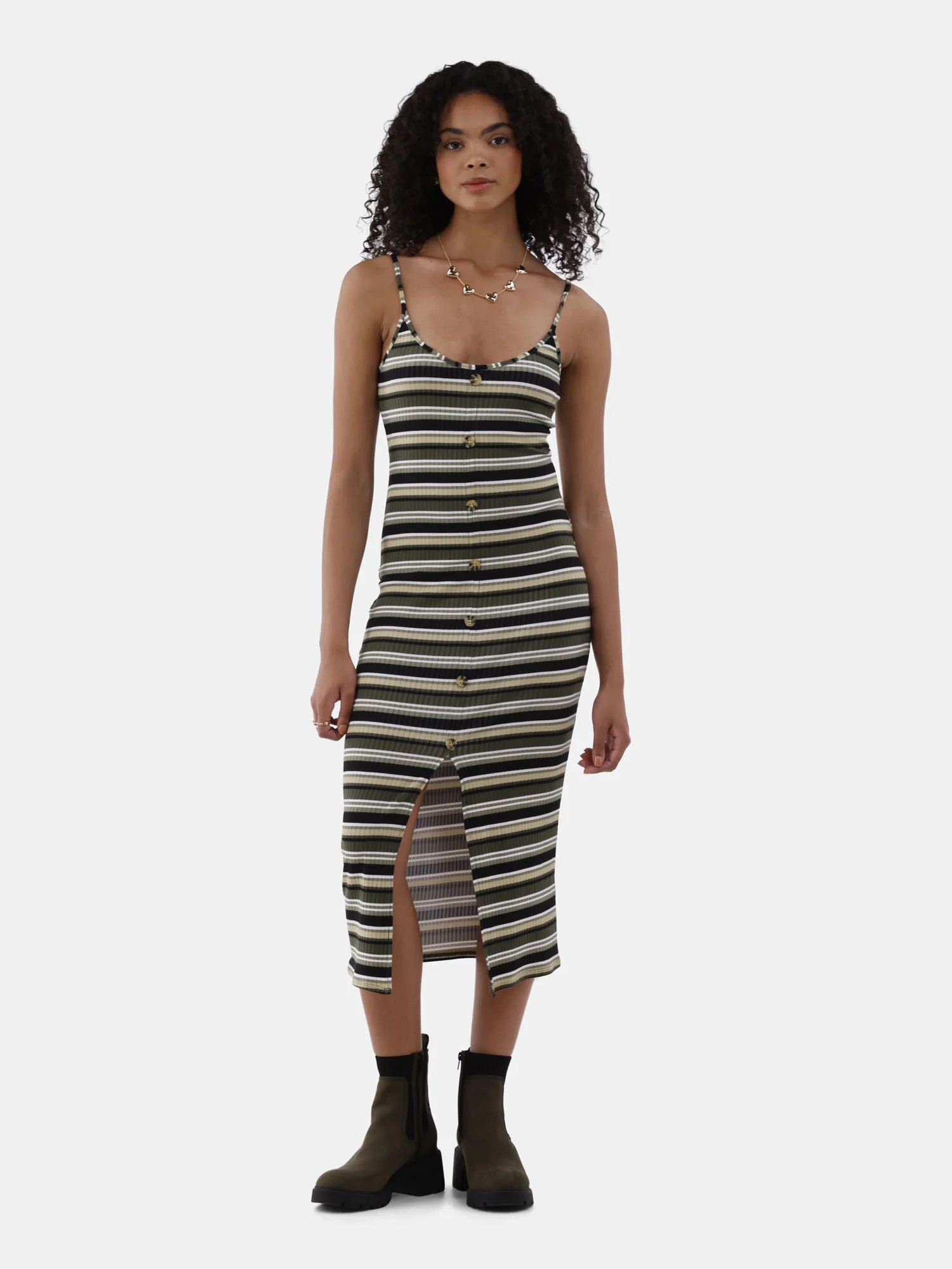 No Boundaries Button Front Dress, Women's and Women's Plus | Walmart (US)