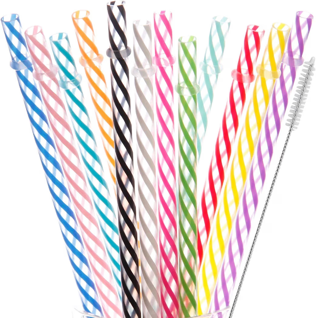 Dakoufish 12 Piece 6 Inch Reusable Plastic Thick Drinking Straws BPA Free Mason Jar Straws Transp... | Amazon (US)