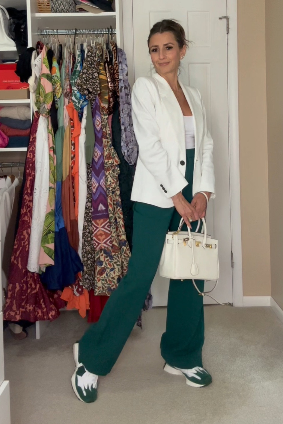 This is a great look to convert into Fall. Who says we have to stop wearing colors after Summer is over 🥰?

These classic Abercrombie tailored Sloane pants come in many colors and are a classic for every season! They fit small. I sized up to a 25 and I chose Regular length so that I can wear with sneakers and low heels. I’m 5’5” for reference. They also come in short and ling lengths.

The bodysuit is one that can be worn in the winter under. Sweater to keep your body warmer! Fits true to size 

Sneakers also fit true to size 

#LTKstyletip #LTKshoecrush #LTKover40