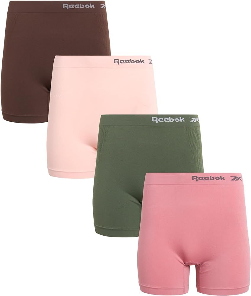 Reebok Women's Underwear – 4 Pack Plus Sized Long Leg Seamless Boyshort Panties (S-3X) | Amazon (US)