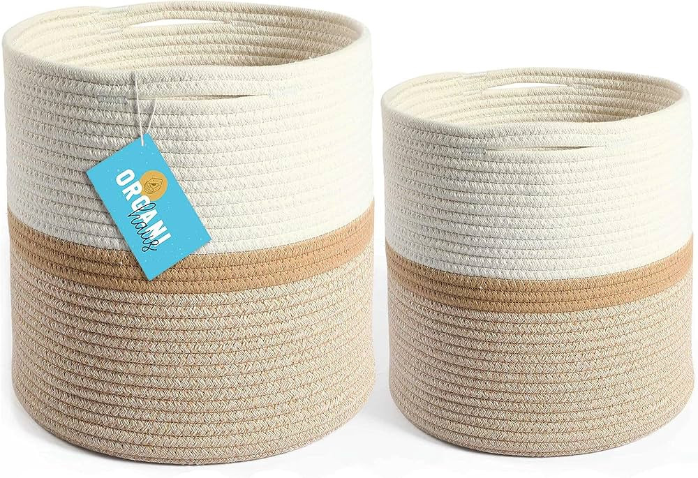 OrganiHaus White 10 & 12 inch Plant Pot Cover | Basket for Plants Indoor | Woven Plant Baskets In... | Amazon (US)