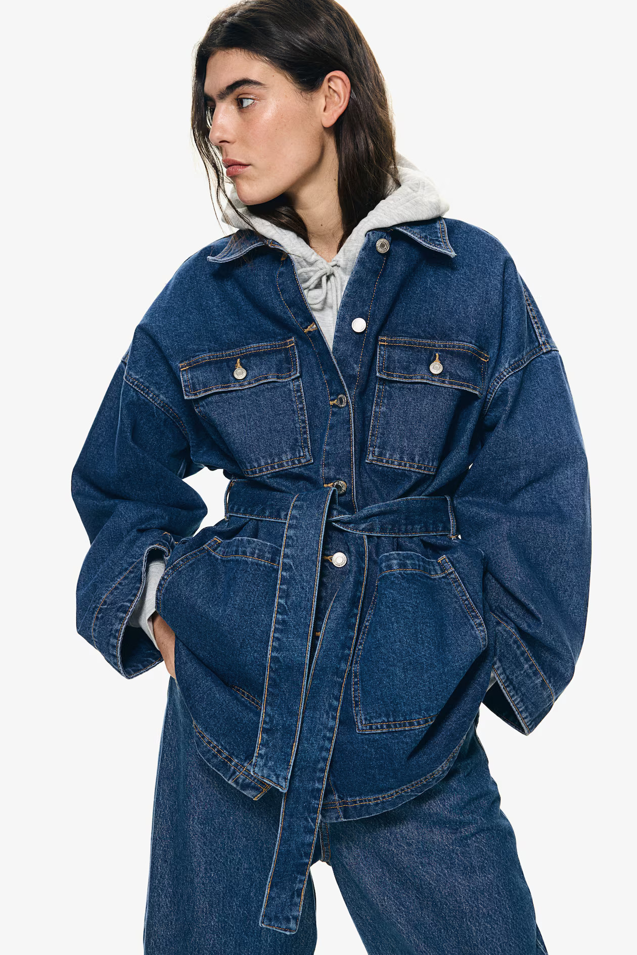 Tie-Belt Denim Jacket - Denim blue - Ladies | H&M US | H&M (US + CA)