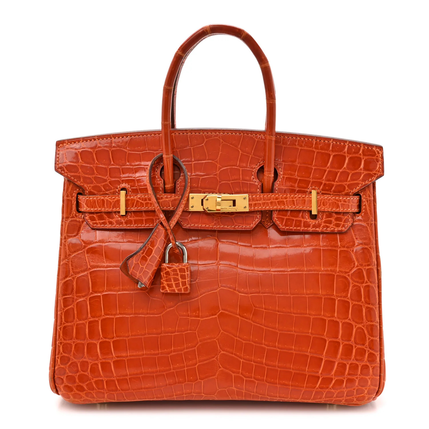 Shiny Niloticus Crocodile Birkin 25 Orange | FASHIONPHILE (US)