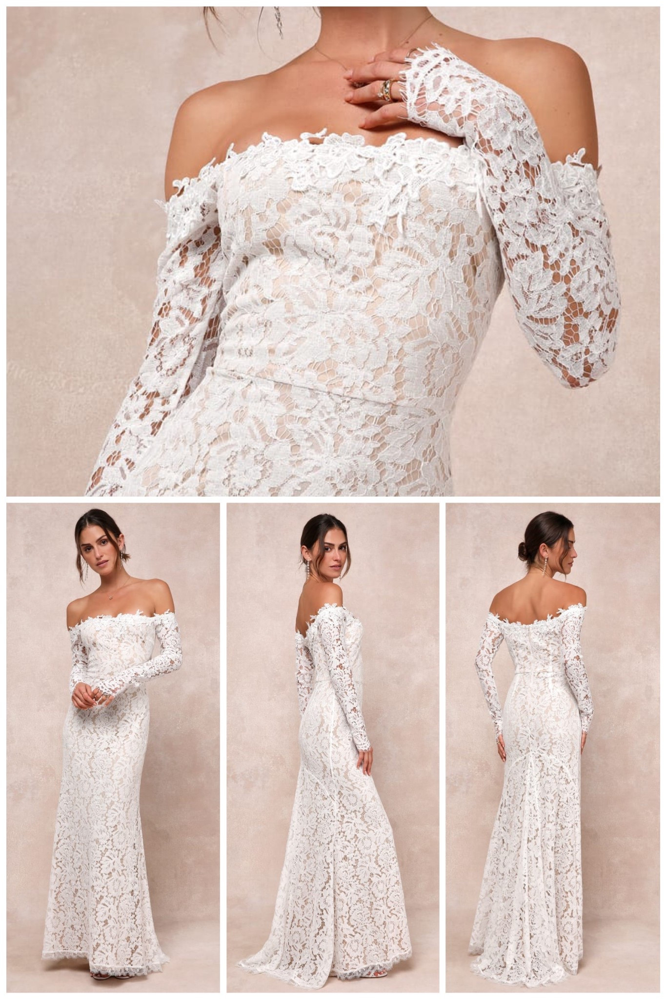 Beautiful white lace off the shoulder maxi dress at Lulus for under $150! Fall wedding ready for the bride to be! 

#LTKWedding #LTKSeasonal #LTKStyleTip