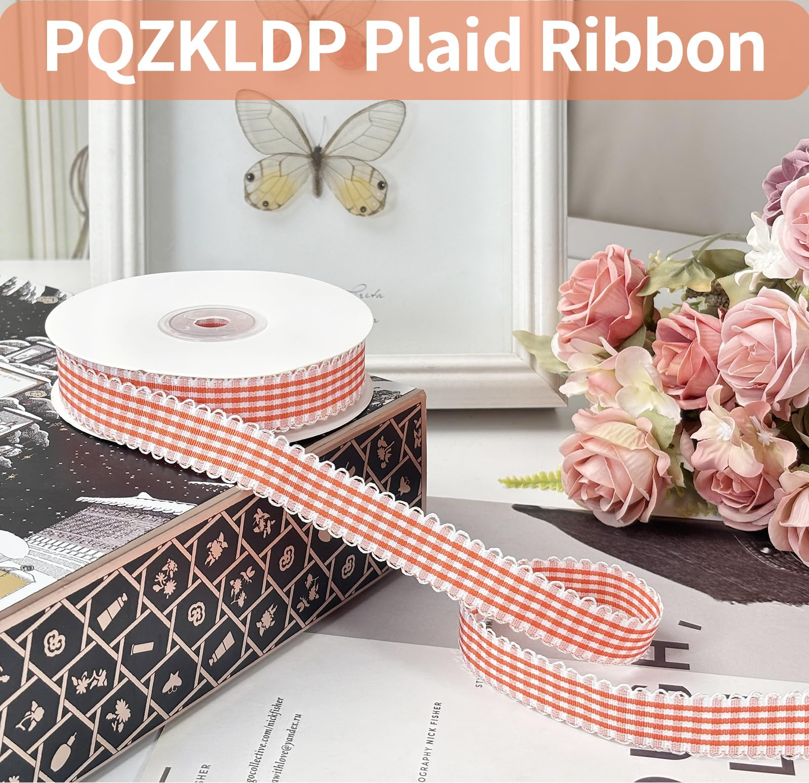 Gingham Plaid Ribbon - 5/8" x20 Yards 100% Polyester Checked Ribbon for Gift Wrapping, Flower Bou... | Amazon (US)