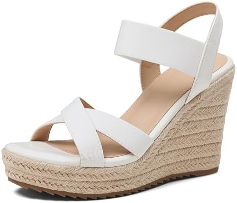 mikarka Women's Open Toe Espadrilles Wedge Sandal Slip On Elastic Ankle Strap Platform Sandals Dr... | Amazon (US)