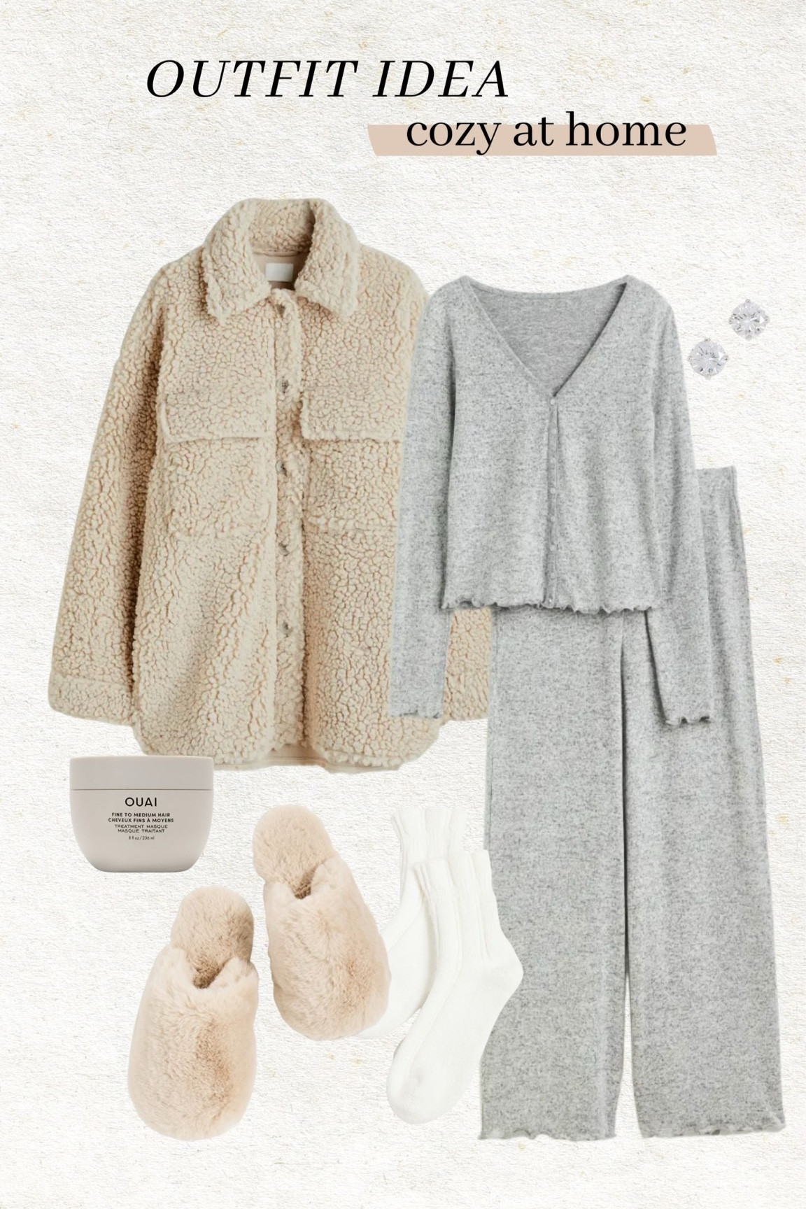 Outfit idea for staying cozy at home 🤎

Cozy outfit; winter outfit; casual outfit; matching set; pajama set; fuzzy jacket; sherpa jacket; fuzzy slippers; hair mask

#LTKHoliday #LTKstyletip #LTKunder100