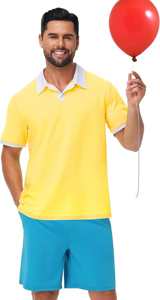 AOBUTE Men's Halloween Costume Iconic Cartoon Polo Shirts and Pants Classic Cosplay Party Set | Amazon (US)