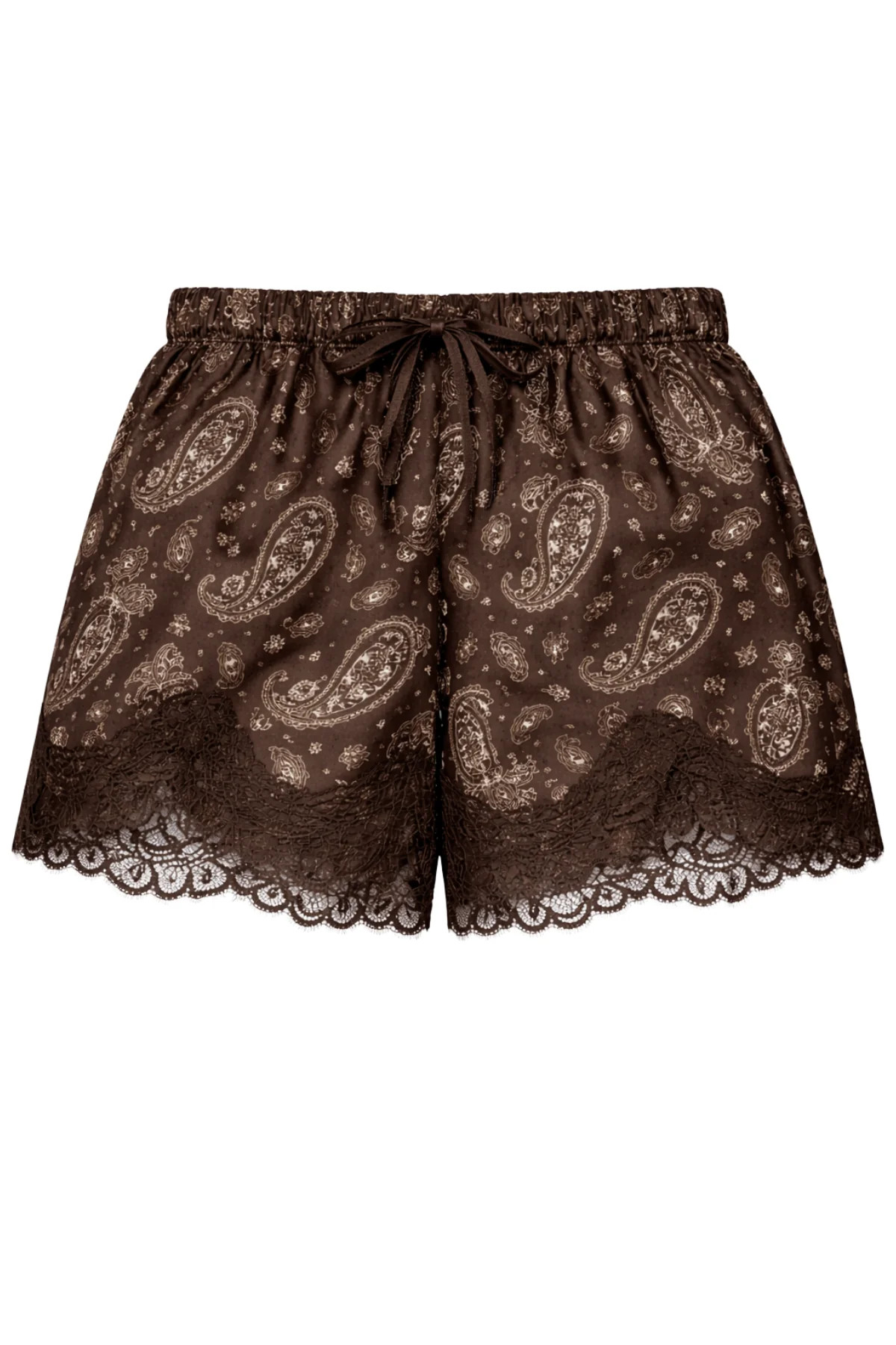 LEOLA Brown Paisley Lace Shorts | Noughts and Kisses