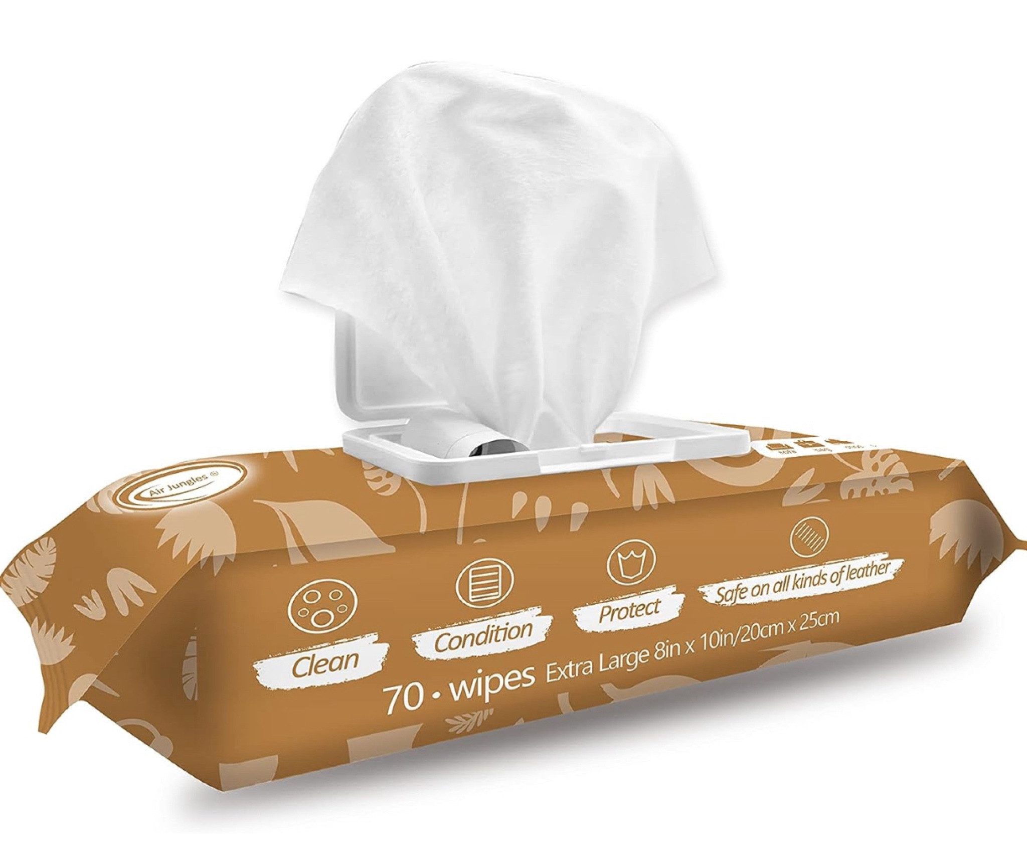 Air Jungles 3in1 Leather Cleaner Wipes 70 Count (Pack of 1), Extra Large 8" x 10" Size Leather Clean Condition Protect Wipes for Vinyl, Apparel Furniture Auto Car Interior Shoes Boots Bags

#LTKtravel