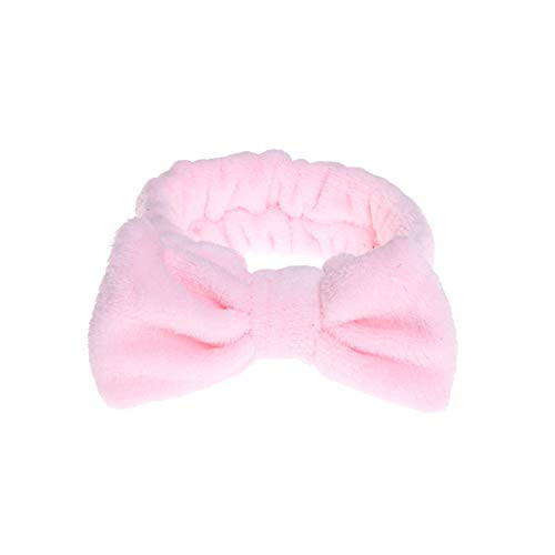 366DAYS Womens Bow Hairband,Coral Fleece Makeup Headband,Elastic Hair Band Hairlace Headband For Washing Face Shower Spa (Pink) | Amazon (US)