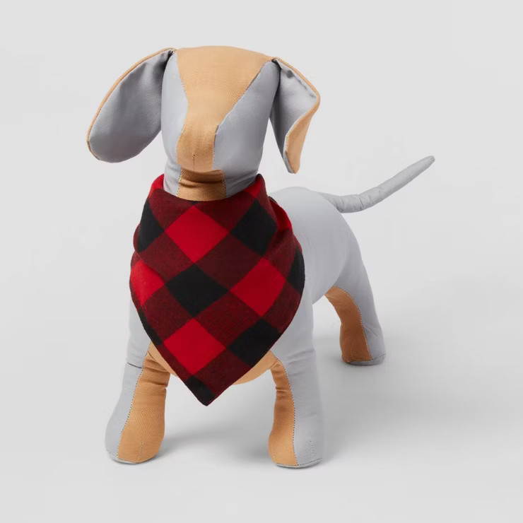 Buffalo Check Brushed Wool-like Dog Fleece Bandana - Red - Wondershop™ | Target