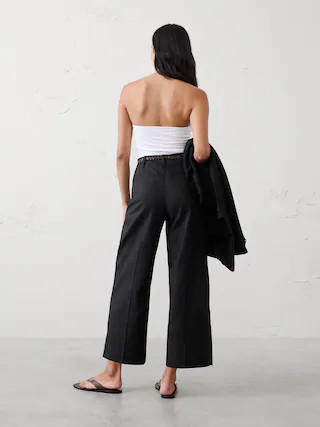 High-Rise Wide-Leg Twill Crop Pant | Banana Republic Factory