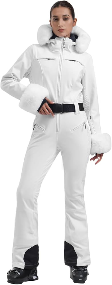 GSOU SNOW Womens Ski Suit One Piece Snowsuit Snowboard Jacket Slim Snow Jumpsuit Faux Fur Ski Out... | Amazon (US)