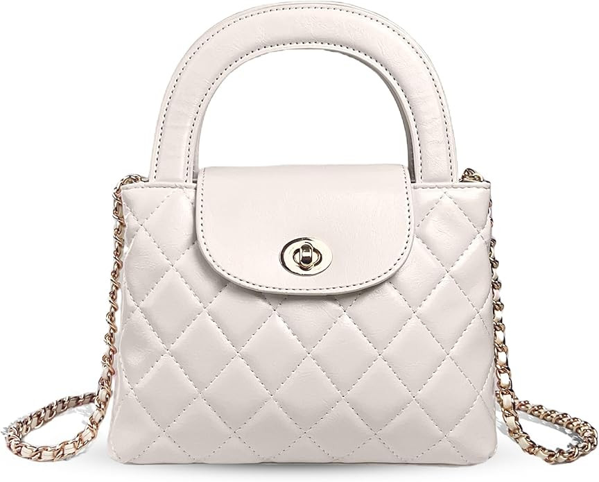 Quilted Crossbody Tote Bags for Women Small Top Handle Purse Trendy Designer Handbag Satchel Tote... | Amazon (US)