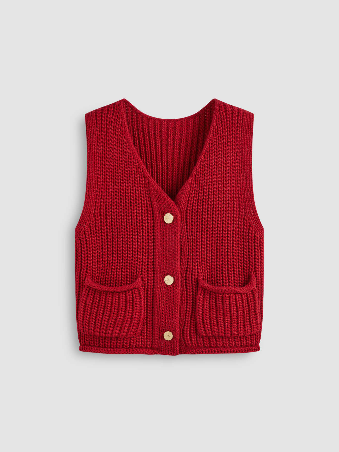 Christmas Sweater Vest Christmas Knit Fabric Knit V-neck Solid Metal Button Pocket Crop Vest For ... | Cider