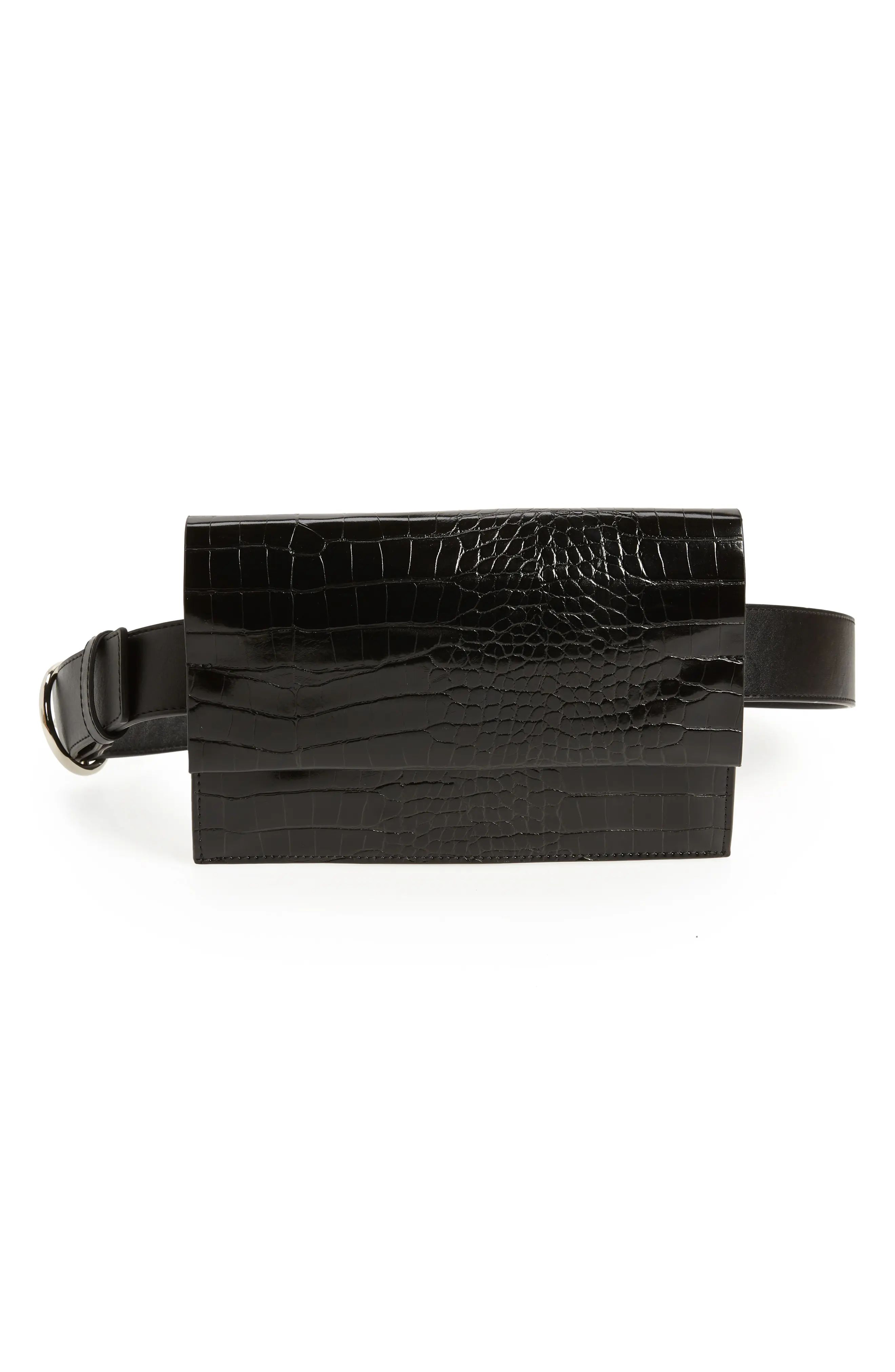 Halogen® Croc Embossed Faux Leather Belt Bag | Nordstrom