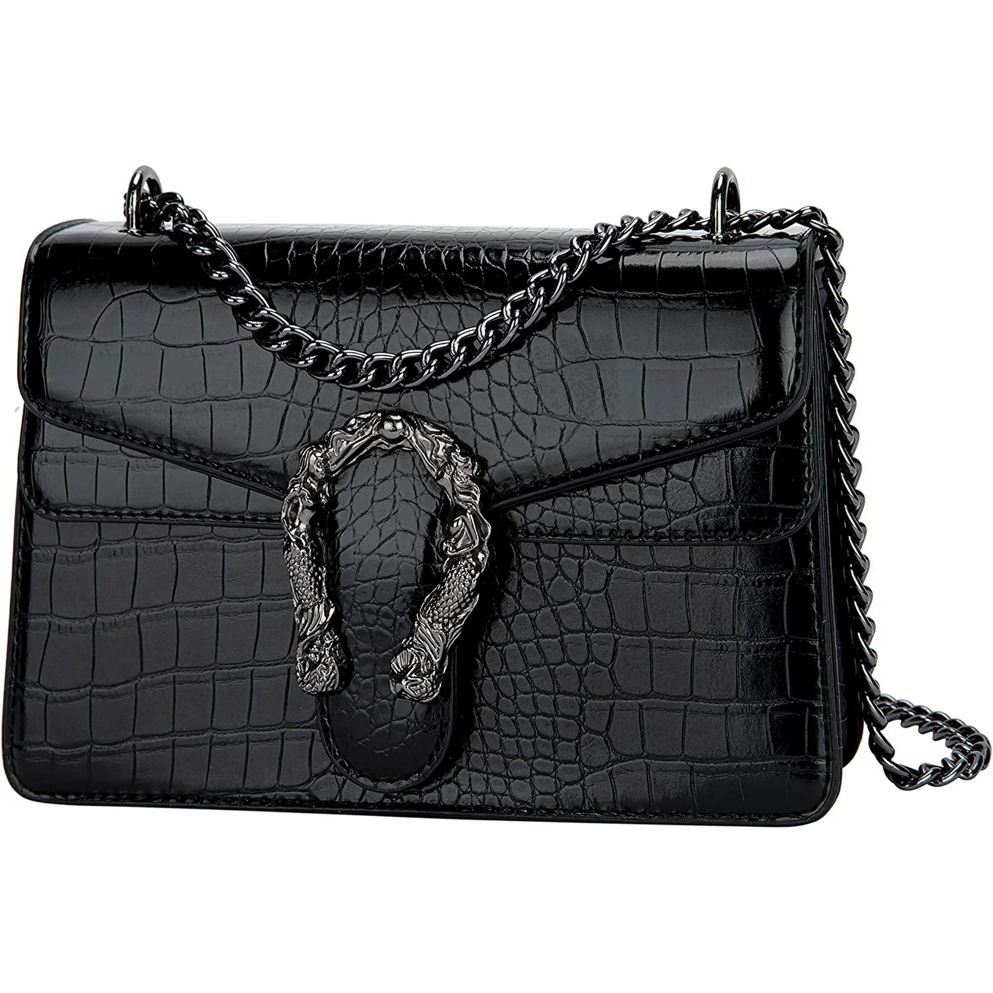 Women's Shoulder Chain Bag Crossbody Purse - Crocodile Grain PU Leather Messenger Bag Evening Squ... | Walmart (US)