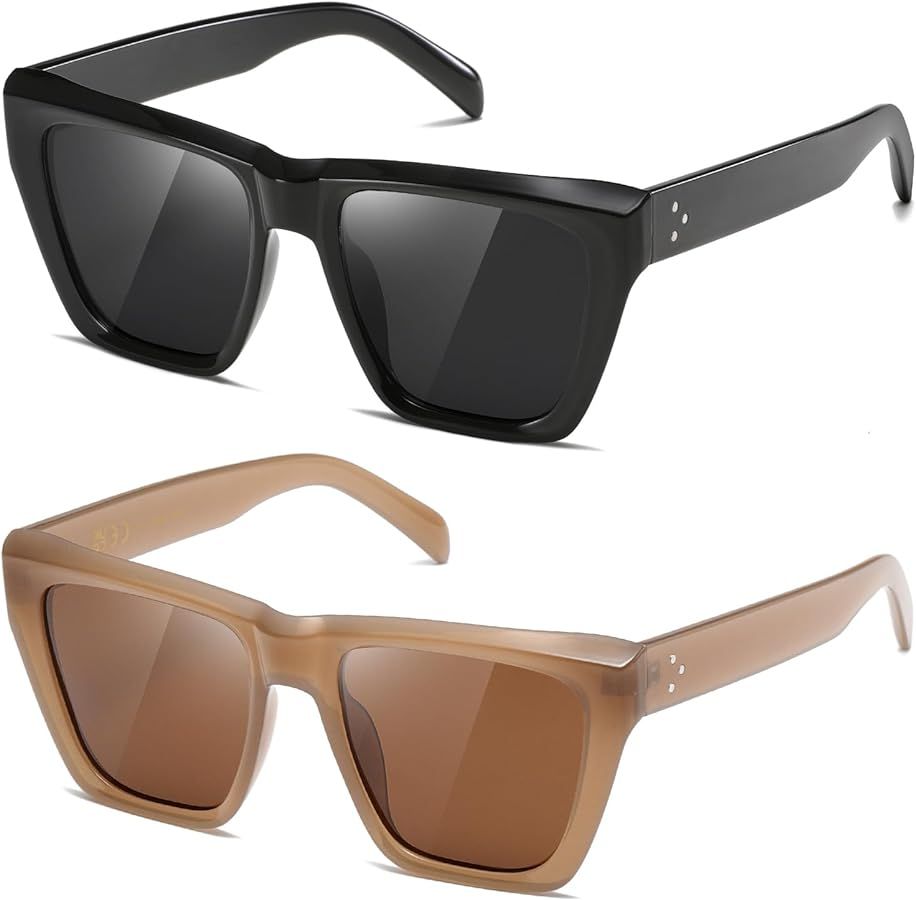 kimorn Sunglasses Womens Men Polarized Trendy Retro Sun Glasses Oversize Square Frame K1546 | Amazon (US)
