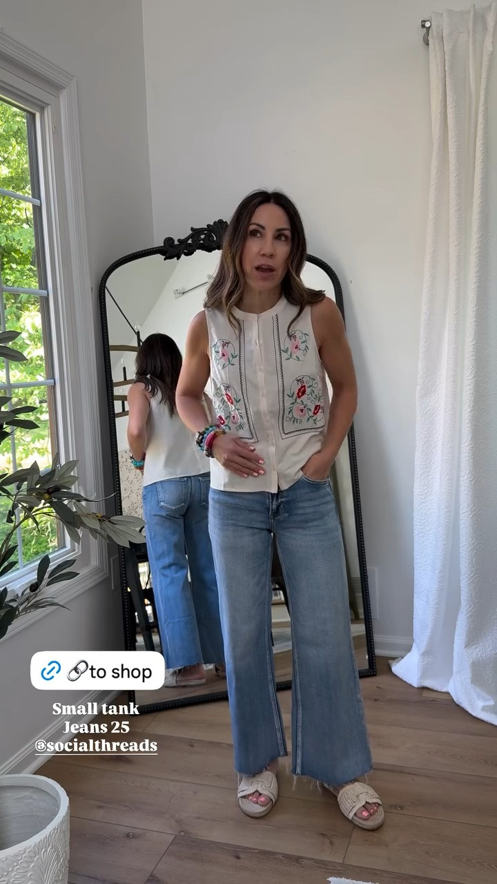Small tank. Jeans, 25.

#LTKOver40 #LTKPetite