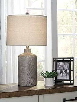 Signature Design by Ashley Linus Modern 25" Ceramic Table Lamp, Natural Stone Finish | Amazon (US)